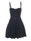 Elisabetta Franchi Pleated Knit Dress In Black