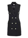 Elisabetta Franchi Linen Blend Mini Dress In Black