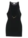 Elisabetta Franchi Sleeveless Round Neck Mini Fitted Chain Dress In Black