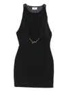 Elisabetta Franchi Sleeveless Round Neck Mini Fitted Chain Dress In Black