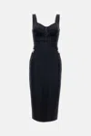 Elisabetta Franchi Sleeveless Round Neck Mini Fitted Chain Dress In Black