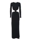 Elisabetta Franchi Crewneck Cut-out Maxi Dress With Gold Detail In Black