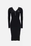 Elisabetta Franchi Ribbed Button-fastening Midi Dress In Black