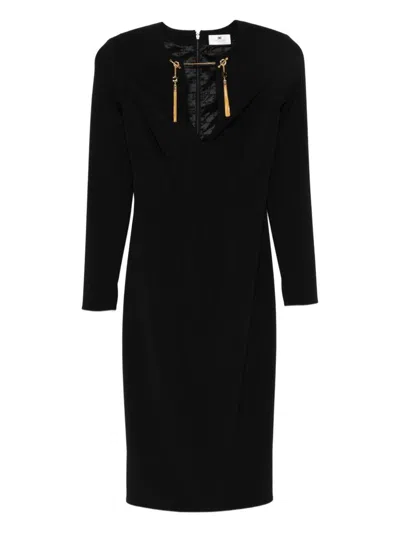 Elisabetta Franchi Midi Dress In Black