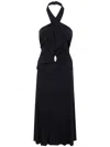 Elisabetta Franchi Lightweight Jersey Dress With Crossover Neckline In Black