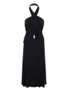 Elisabetta Franchi Halterneck Ruched Dress In Black