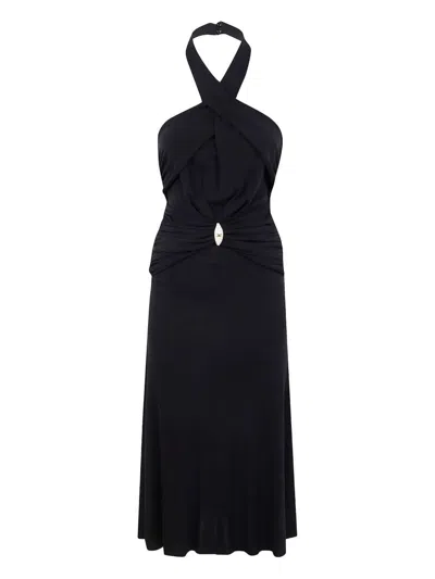ELISABETTA FRANCHI MIDI DRESS,AB71952E2 110 BLACK