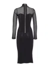 Elisabetta Franchi Herringbone Pattern Midi Dress In Black