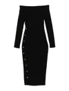 Elisabetta Franchi Off-shoulder Midi Dress In Black