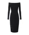 Elisabetta Franchi Off-shoulder Midi Dress In Black