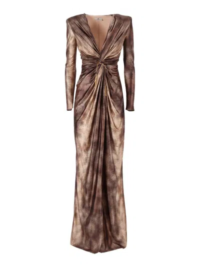 Elisabetta Franchi Midi Dress In Brown