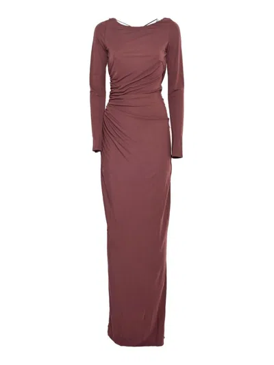 Elisabetta Franchi Midi Dress In Burgundy