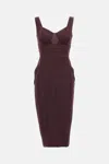 Elisabetta Franchi Structured Bodice Evening Dress In Burgundy