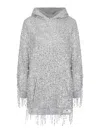 Elisabetta Franchi Sequin-embellished Hooded Mini Dress In Grey