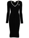 Elisabetta Franchi Intarsia-knit Ribbed Midi Dress In Multicolor