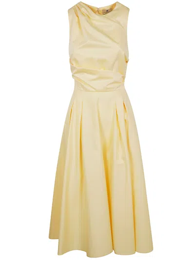 Elisabetta Franchi Midi Dress Oversize In Lemonade