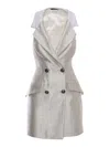 Elisabetta Franchi Shiny Blazer Dress In Silver