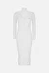 Elisabetta Franchi Ribbed Midi Dress In White
