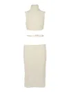 Elisabetta Franchi Ribbed Knit Midi Dress With High Neckline In White