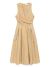 Elisabetta Franchi Midi Dress With Geometric Patterns And Rounded Collar