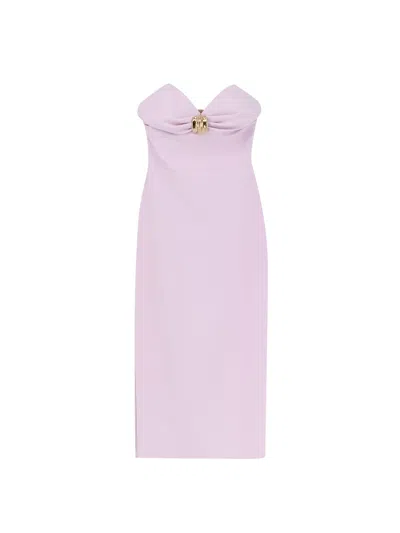 Elisabetta Franchi Midi Dress With Gold Metal Detail In Pink