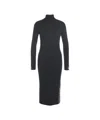 Elisabetta Franchi Midi Dress With High Collar In Black