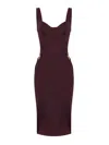 Elisabetta Franchi Structured Burgundy Midi Dress With Sweetheart Neckline In Red