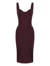 Elisabetta Franchi Structured Burgundy Midi Dress With Sweetheart Neckline In Red