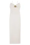 Elisabetta Franchi Midi Dress With Sweetheart Neckline And Jewel Detail