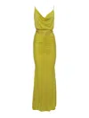 Elisabetta Franchi Red Carpet Dress In Cupro Jersey Draped In Yellow