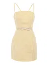 Elisabetta Franchi Fitted Mini Dress With Floral Texture In Yellow