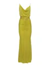 Elisabetta Franchi Red Carpet Dress In Cupro Jersey Draped In Yellow