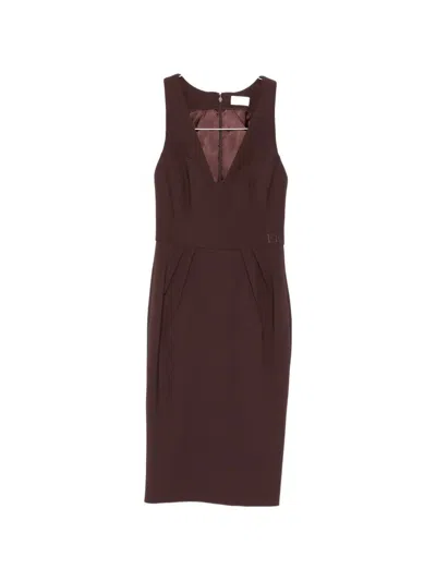 Elisabetta Franchi Midi Evening Dress In Brown