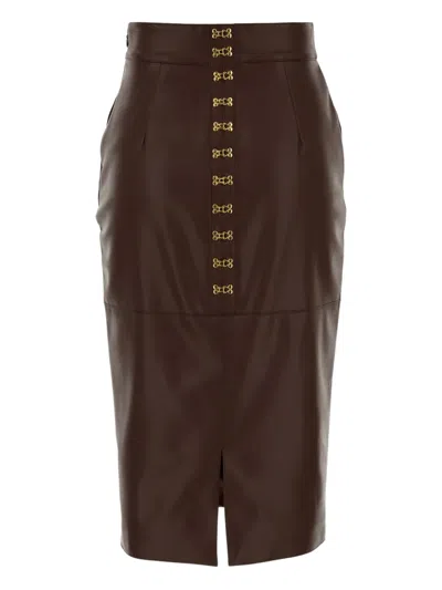 ELISABETTA FRANCHI MIDI FAUX-LEATHER SKIRT