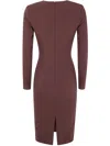 Elisabetta Franchi Midi Fit Dress In Brown