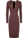 Elisabetta Franchi Midi Fit Dress In Brown