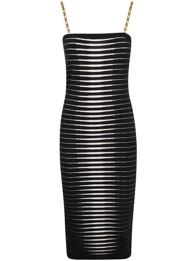 Elisabetta Franchi Midi Knit Dress In Black