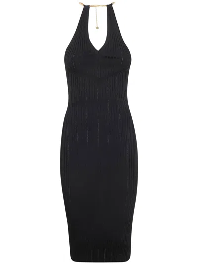 Elisabetta Franchi Midi Knit Dress In Black