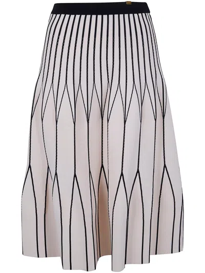 Elisabetta Franchi Midi Knit Skirt In Neutral