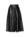 Elisabetta Franchi Crackled Leather-effect Synthetic Maxi Skirt With Flared Hem In Black