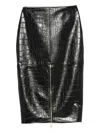 Elisabetta Franchi Crocodile-embossed Zip-detail Skirt In Black