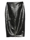 Elisabetta Franchi Crocodile-embossed Zip-detail Skirt In Black