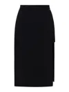 Elisabetta Franchi Black Asymmetric Midi Skirt In Black