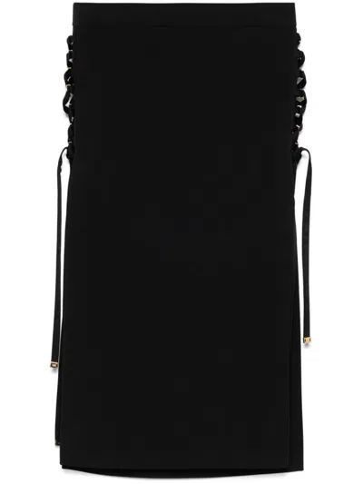 Elisabetta Franchi Midi Skirt In Black With Side Slits