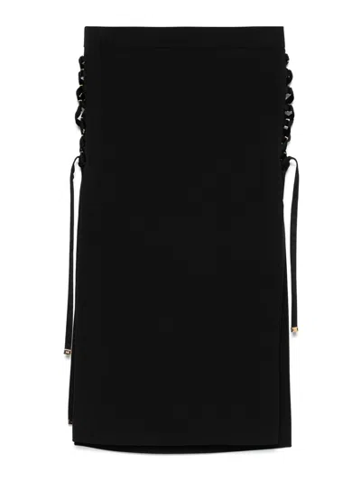 Elisabetta Franchi Midi Skirt In Black With Side Slits