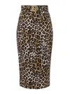 Elisabetta Franchi Leopard Print Midi Pencil Skirt In Brown