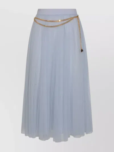 ELISABETTA FRANCHI MIDI SKIRT WITH GOLD CHAIN AND PLEATS