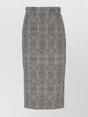 Elisabetta Franchi Monochrome Snake Pattern Viscose Midi Skirt In Gray