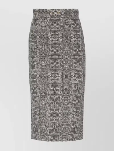 Elisabetta Franchi Midi Skirt With High Waist Design In Gray