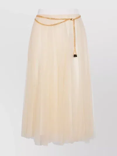ELISABETTA FRANCHI MIDI SKIRT WITH PLEATS AND CHAIN DETAIL